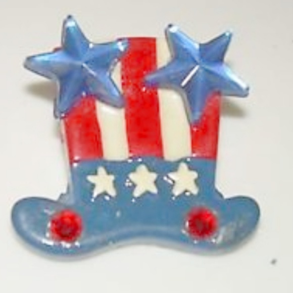 Patriotic Uncle Sam Hat Pin Brooch Handmade VTG - Picture 1 of 2